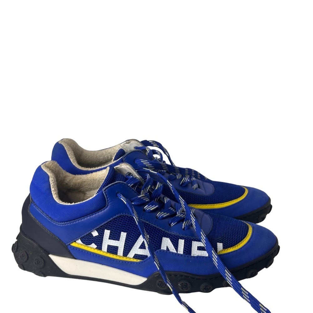 CHANEL Blue and Yellow Athletic Shoes